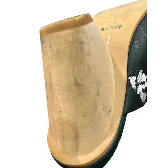 Dolce Vita Black Embroidered Studded Leather Mules, Size 8, Pre-Owned - Picture 12 of 12